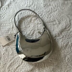 Mango Shiny Silver Shoulder Bag